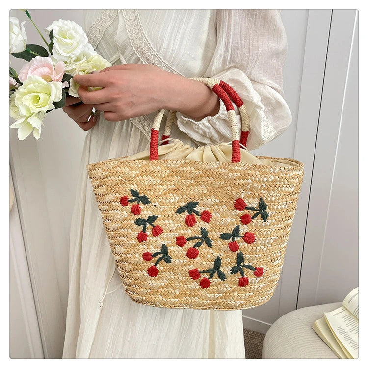 Casual Sweet Tote Bags | Perfect Straw Embroidery Shoulder Bag