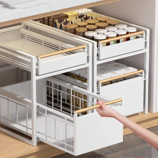 Estante organizador debajo del fregadero | Organizador multicapa de acero inoxidable