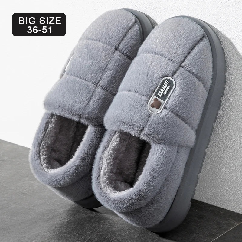 Men's Plush Winter Slippers | Cozy Non-Slip Warm Home Shoes