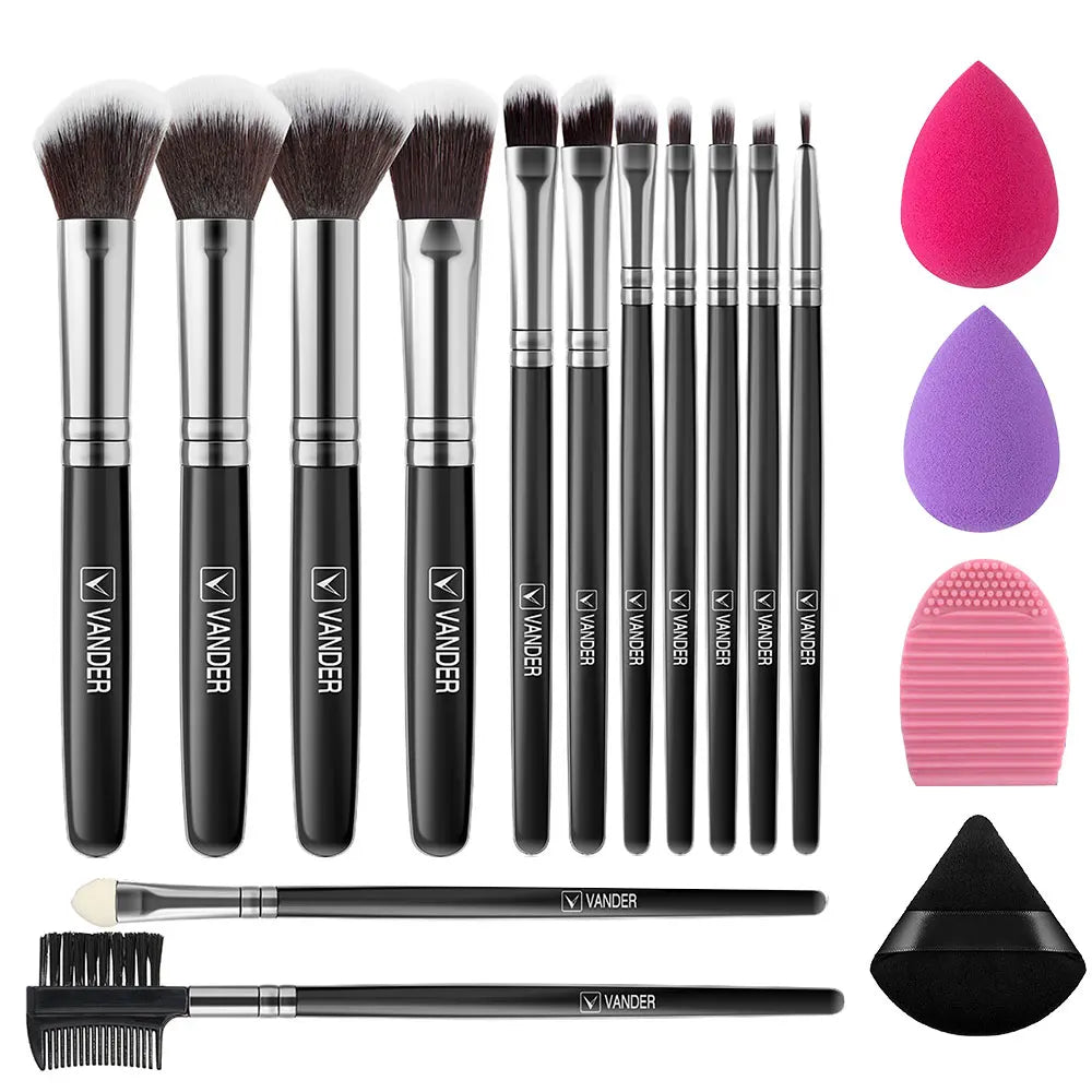 13 Piece Makeup Brushes & Sponges Set | Soft Synthetic Beauty Tools