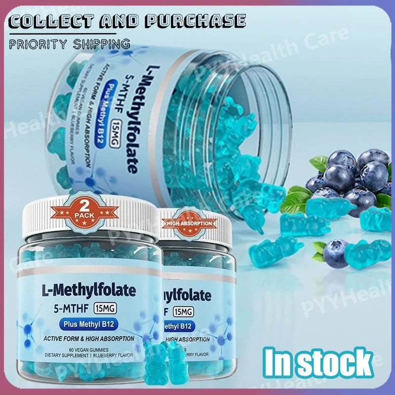L-Methylfolate Gummies with B-Complex Vitamins for Daily Nutritional Support