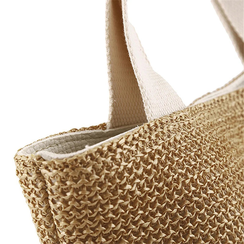 Elegant Straw Woven Handbag | Casual Beach Tote Bag for Ladies