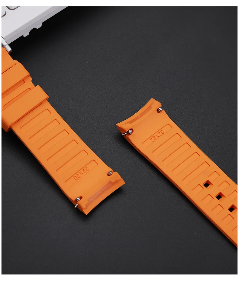 22mm Rubber Watch Strap | Stylish Black/Grey Fluoroelastomer Band