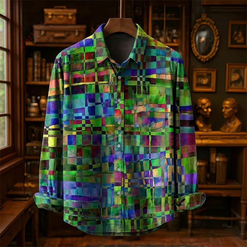 Colorful Fish Print Long-Sleeve Shirt | Trendy Casual Fashion Top