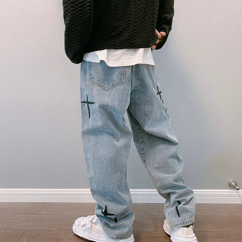 Men's Casual Wide Leg Jeans | Trendy Streetwear Denim Pants