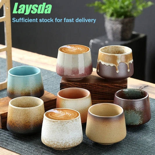 Taza de café japonesa vintage | Vajilla elegante de gres
