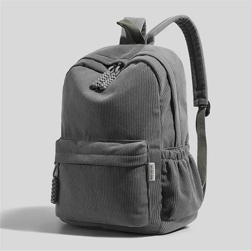 Stylish Neutral Corduroy Backpack | Versatile Large Capacity Daypack