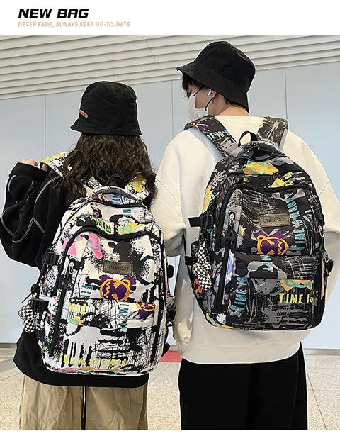 Trendy Personalized Graffiti Japanese Backpack | Large Capacity Book Bag