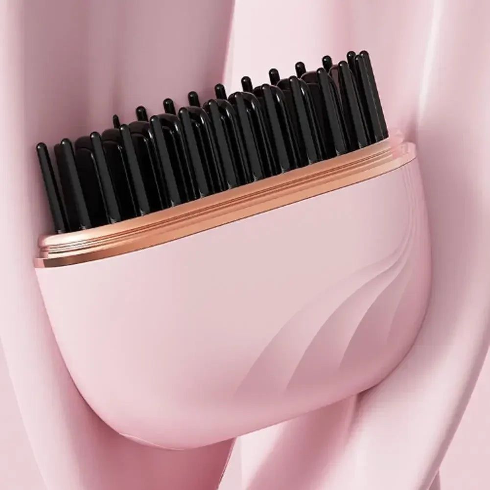 Mini Rechargeable Hair Straightener Brush | Portable & Lightweight
