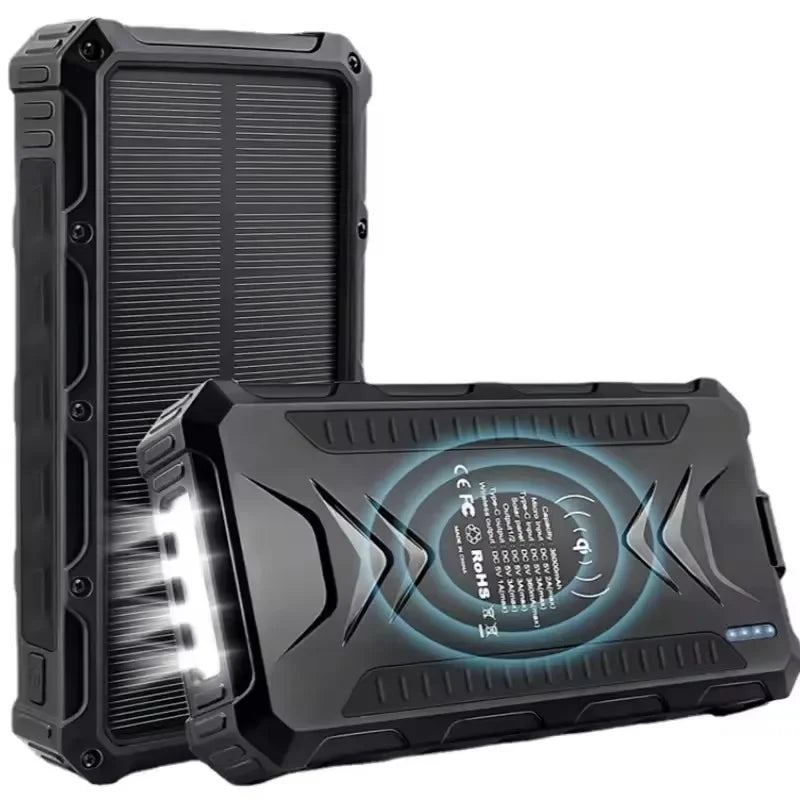 High-Capacity Solar Power Bank | Fast Charging & LED Lights