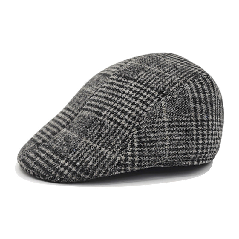 Men's Winter Beret Cap | Warm Plaid Military Hat for Casual Wear