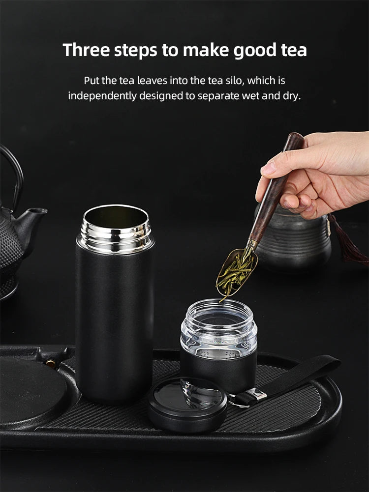 Stainless Steel Tea Infuser Vacuum Flask | Insulated Travel Mug