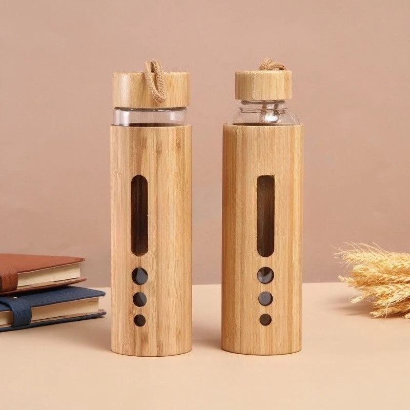 Eco-Friendly Borosilicate Glass Water Bottle with Bamboo Sleeve