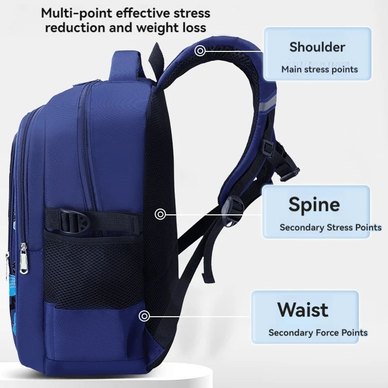 Lightweight Boys Schoolbag for Grades 1-6 | Large Capacity Kids Bag