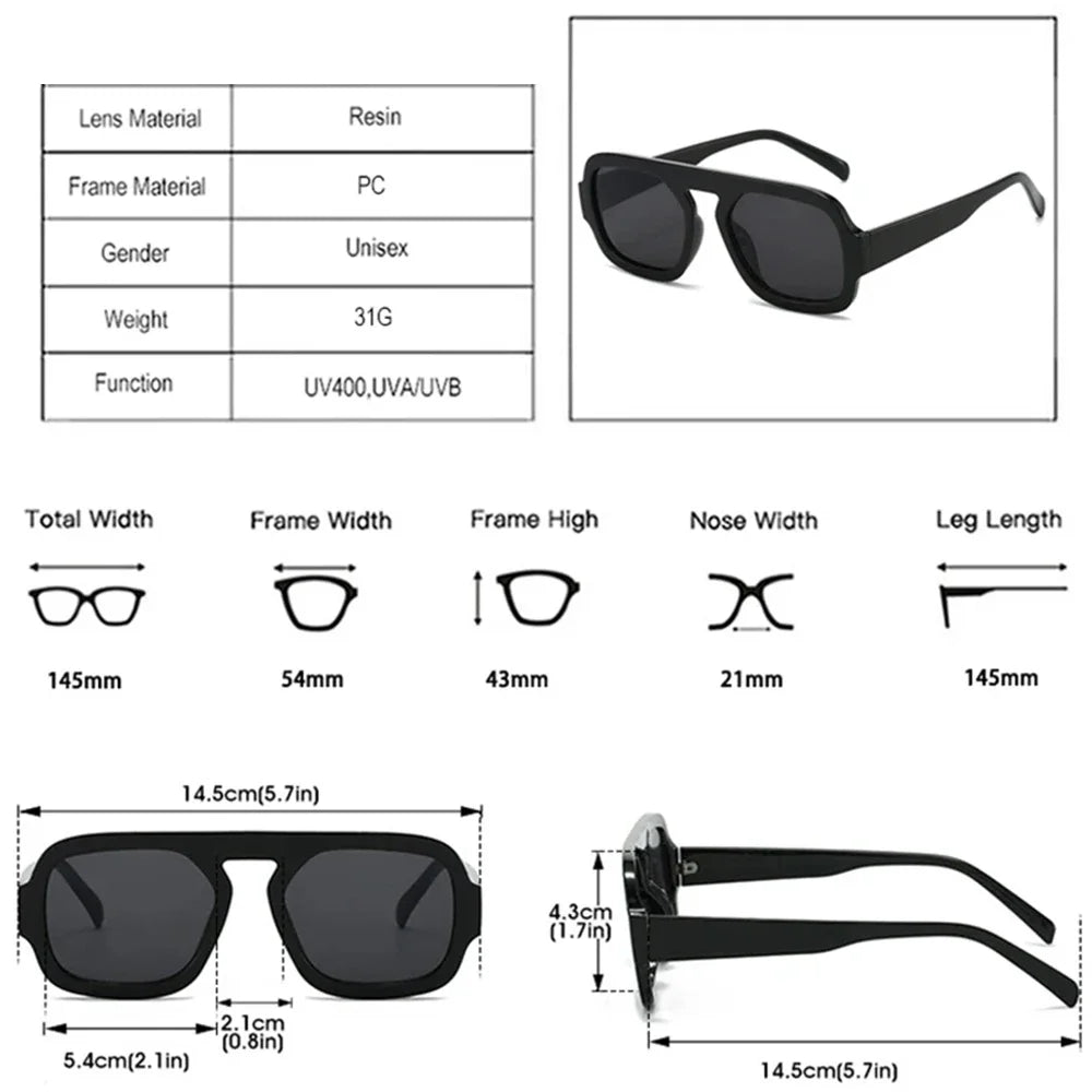 Retro Square Sunglasses for Men and Women | UV400 Protection Shades