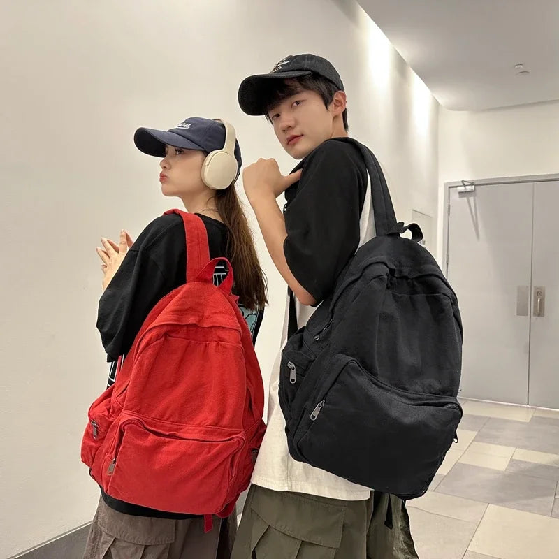 Vintage Washed Canvas Backpack | Stylish School & Travel Bag