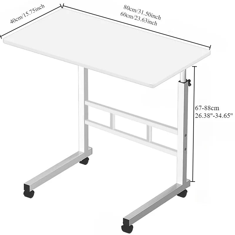 Escritorio de noche de altura regulable con ruedas | Mesa de estudio portátil