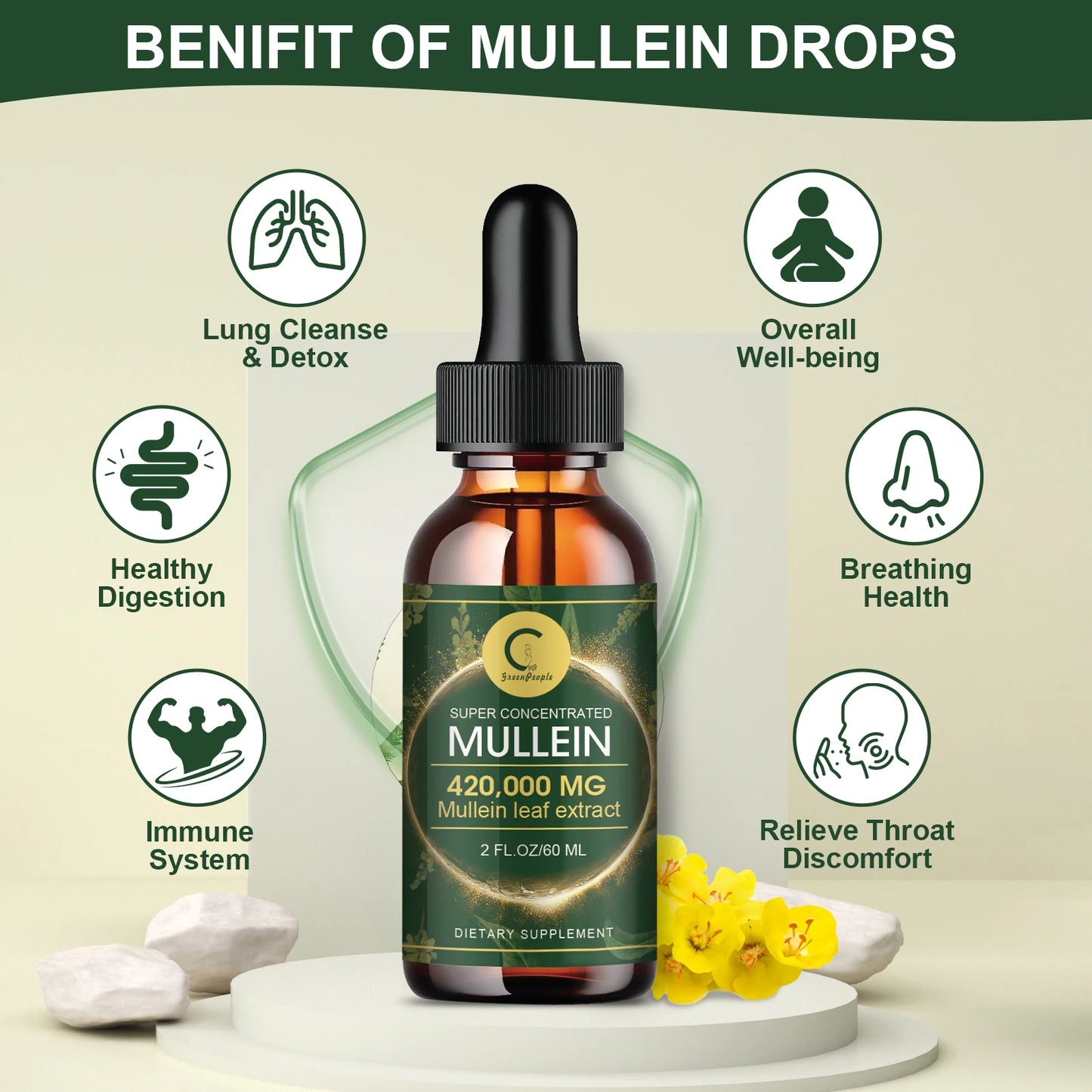 Natural Mullein Leaf Extract Drops | Cleanse & Support Lung Health