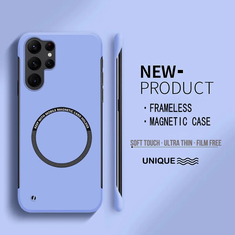 Slim Frameless Phone Case For Samsung S26 S25 Edge S24 S23 FE S22 Plus NOTE 20 Ultra Magsafe Magnetic Matte Cover