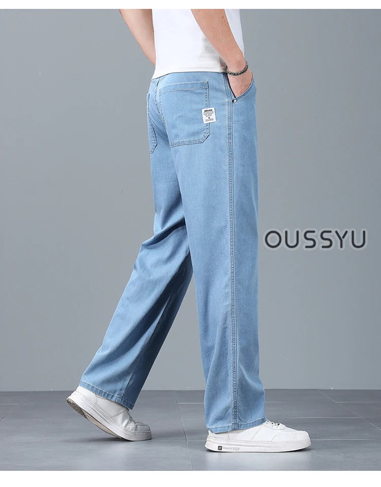 Men's Loose Straight Jeans | Lightweight Casual Pants for Summer