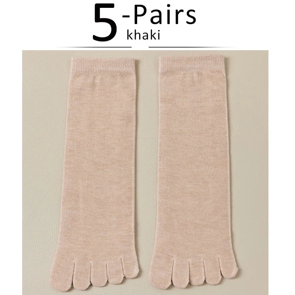5 Pairs Women's 5 Finger Socks | Comfortable Cotton Toe Socks