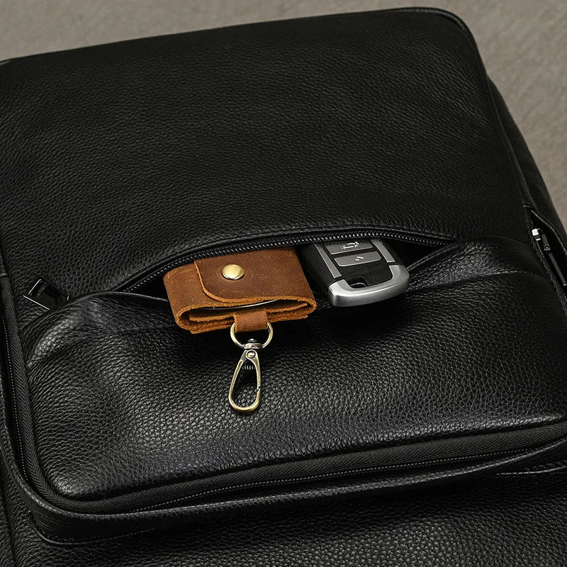 Stylish 15.6" Leather Backpack | Waterproof Travel & School Bag