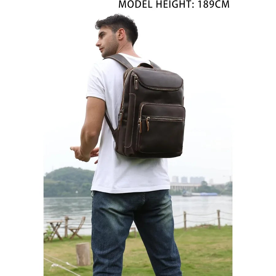 Vintage Genuine Leather Laptop Backpack | Stylish Travel Rucksack