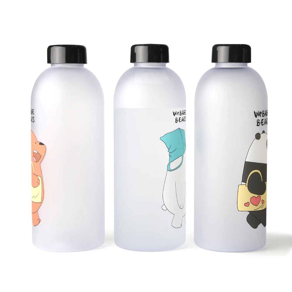Cute Panda Water Bottle | 1000ml Transparent Frosted Drinkware