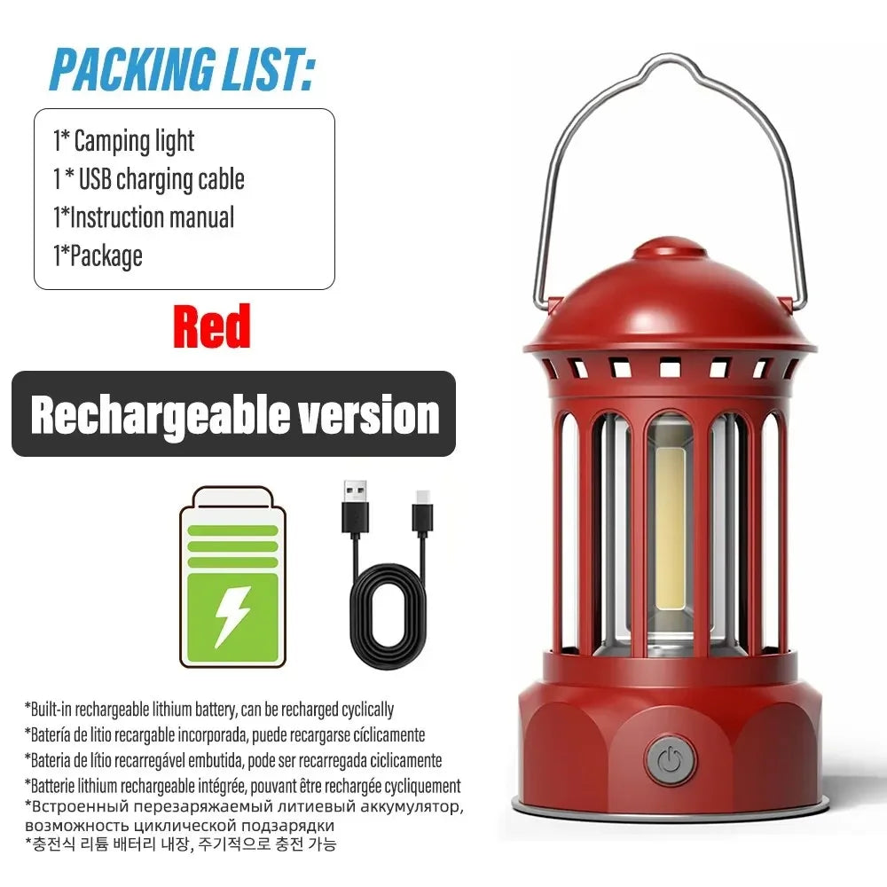 Linterna de camping de estilo romano vintage | Luz exterior recargable