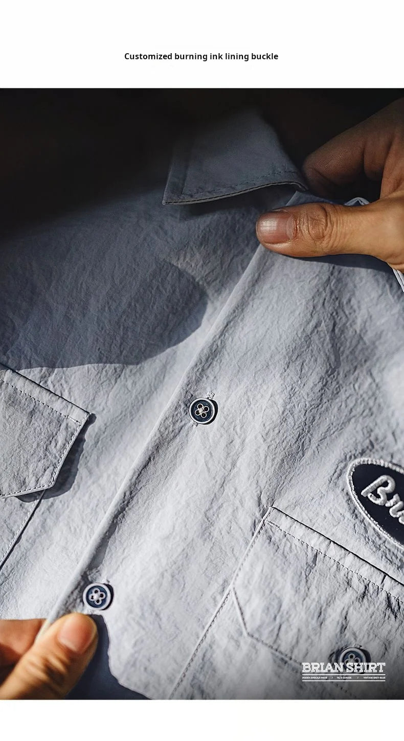 Men's Gray Printed Cuban Collar Shirt | Lightweight Summer Top