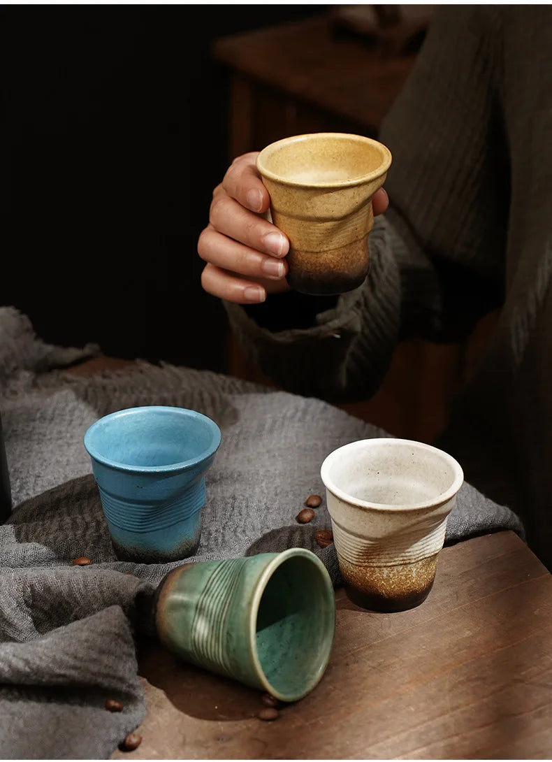 Creative Japanese Retro Ceramic Coffee Mugs | Stylish Latte Cups