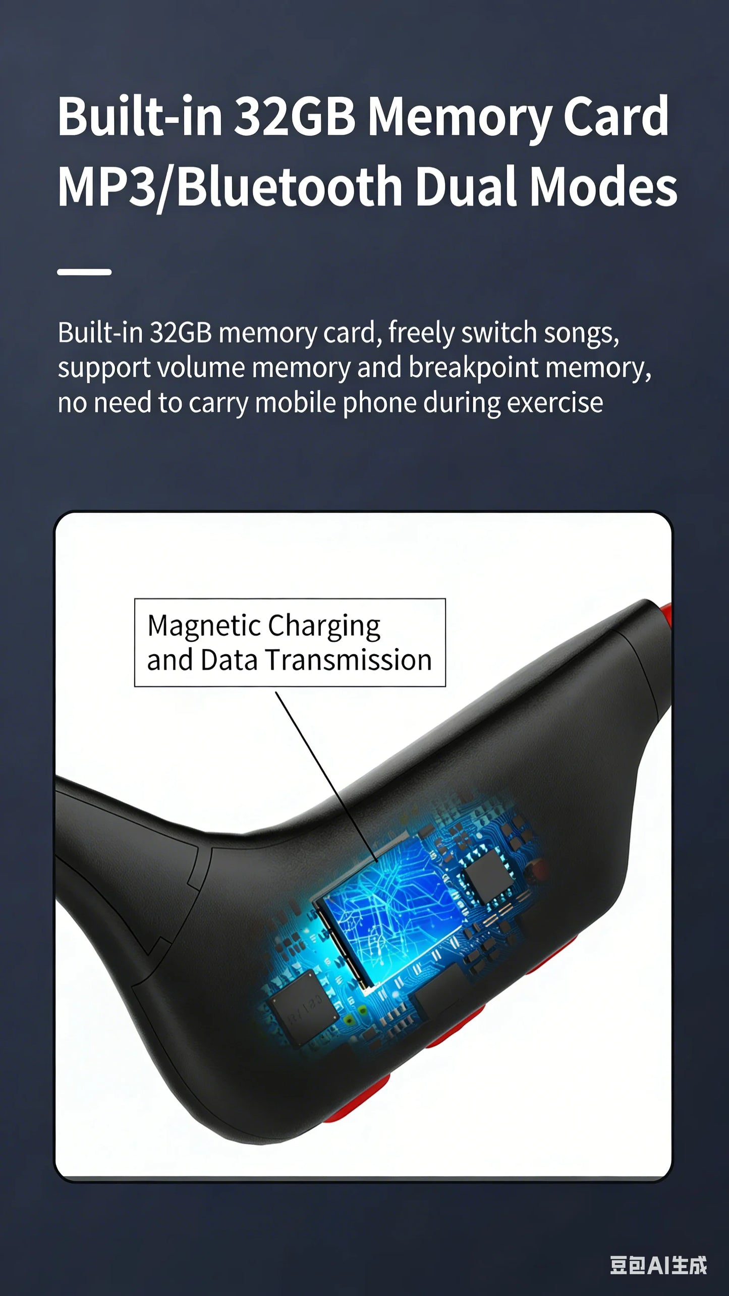 Open Ear Bone Conduction Headphones | Waterproof & 32GB Memory