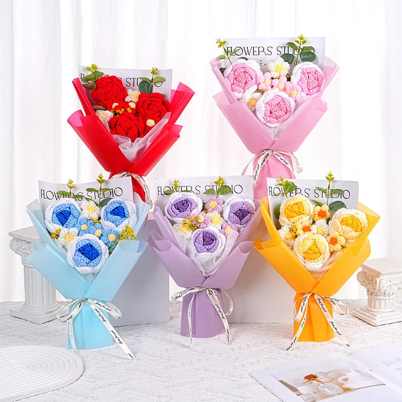 Hand-Knitted Crochet Flower Bouquet | Perfect Gift for Any Occasion
