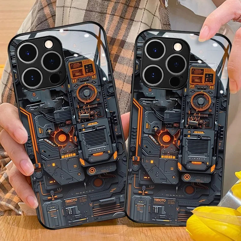 Creative Circuit Board Pattern Glass Phone Case | Stylish Protection