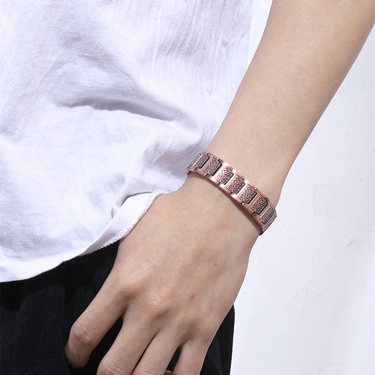 Magnetic Copper Bracelet for Men | Adjustable Link Jewelry Gift