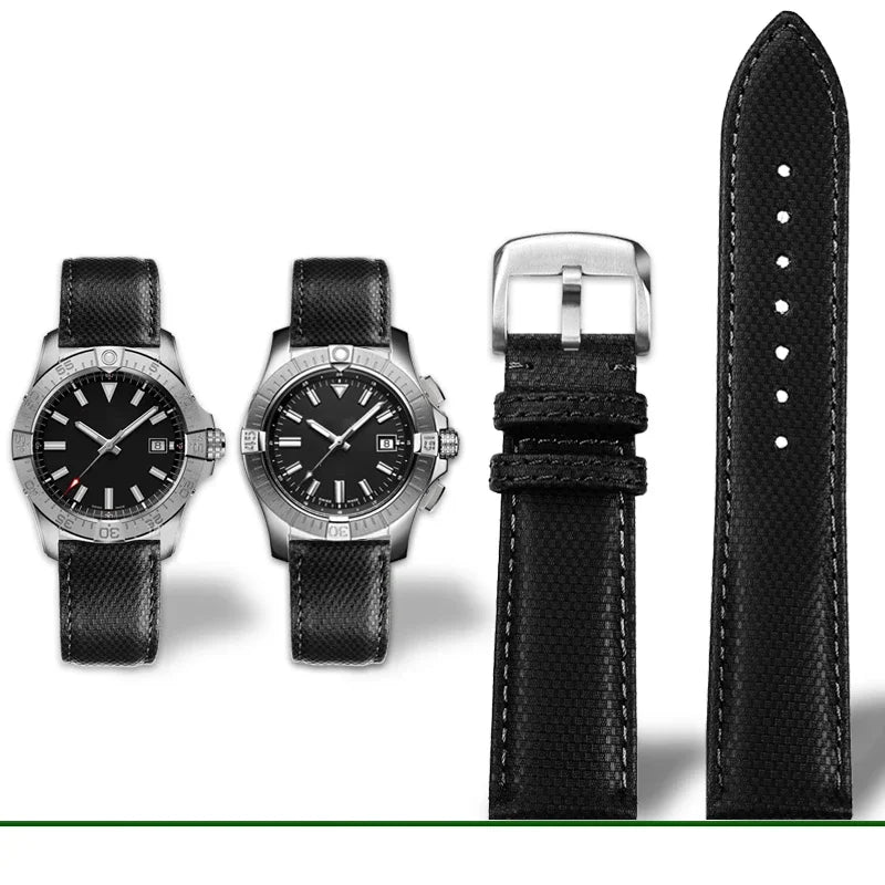 Versatile Yellow Nylon Leather Watch Strap | 22mm Men's Band