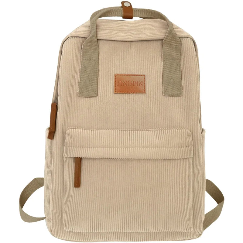 Trendy Multi-Color Corduroy Backpack | Casual Versatile School Bag