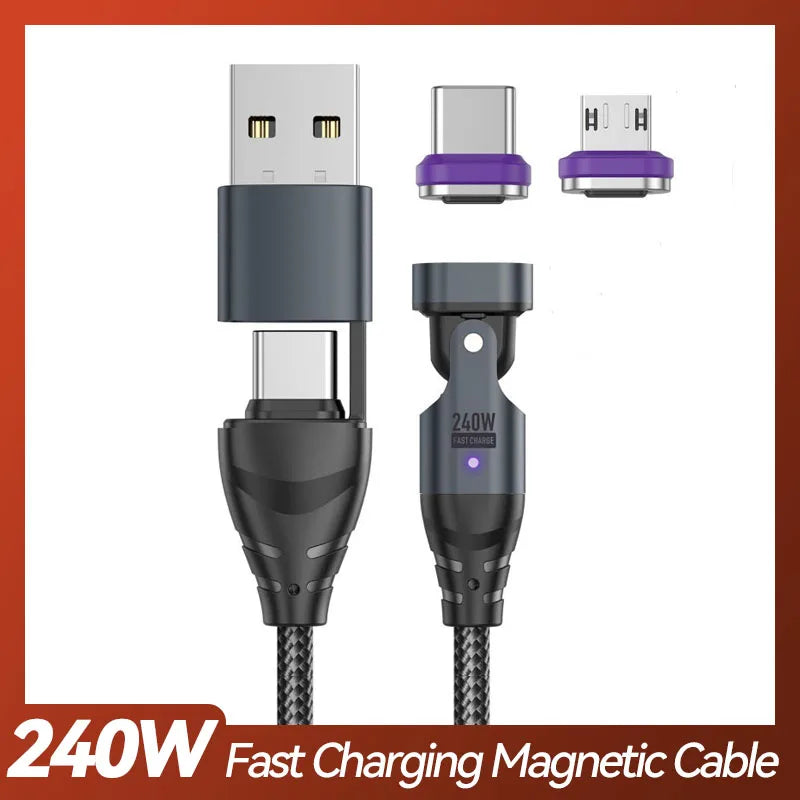 240W Magnetic USB Type C Cable | Fast Charging & Data Transfer
