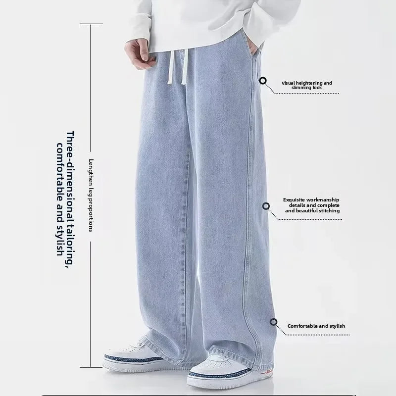 Men's Loose Straight Wide Leg Jeans | Effortless Korean Style Fashion