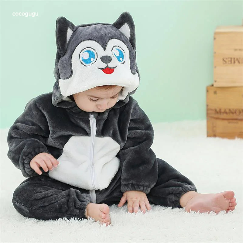 Cute Flannel Baby Romper | Cozy Hooded Pajama for Newborns