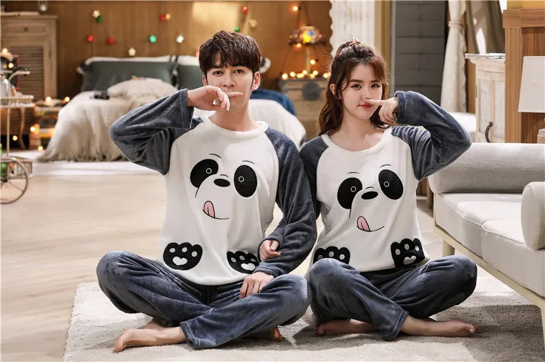Cozy Flannel Pajamas Set for Couples | Warm Homewear Comfort