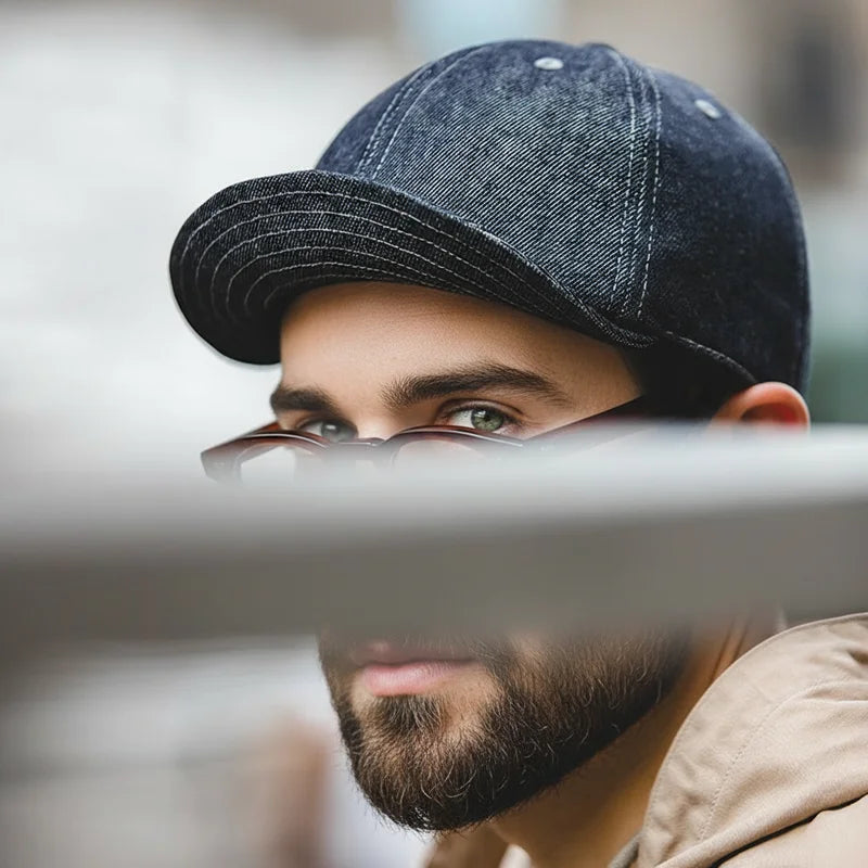 Men's Oversize Denim Golf Cap | Stylish Casual Newsboy Hat