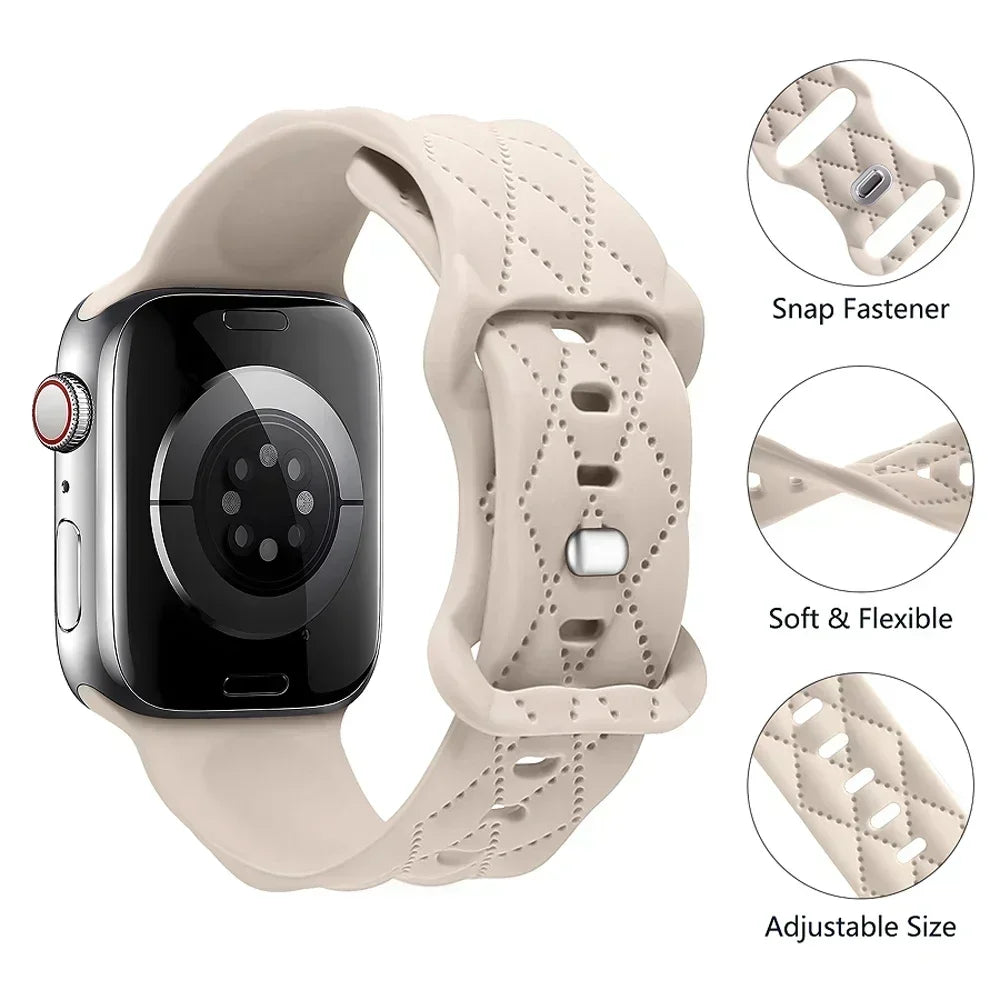 Stylish Engraved Silicone Watch Strap for Apple Watch
