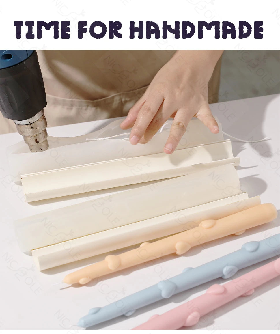 Silicone Bow and Heart Taper Candle Mold for Homemade Decor