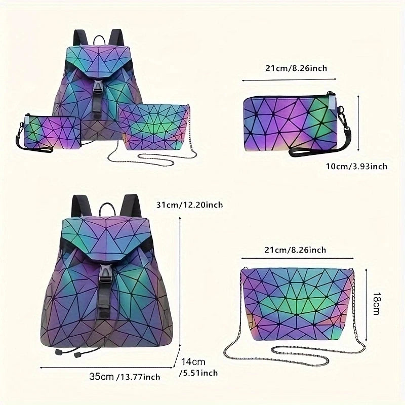 Stylish Luminous Drawstring Folding Backpack Set | Travel Bags