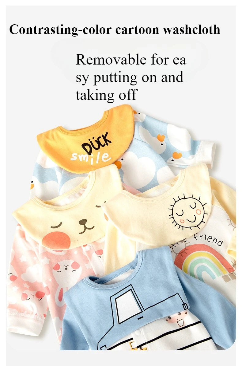 Soft Cotton Baby Bodysuits | Cute Long Sleeve Cartoon Designs