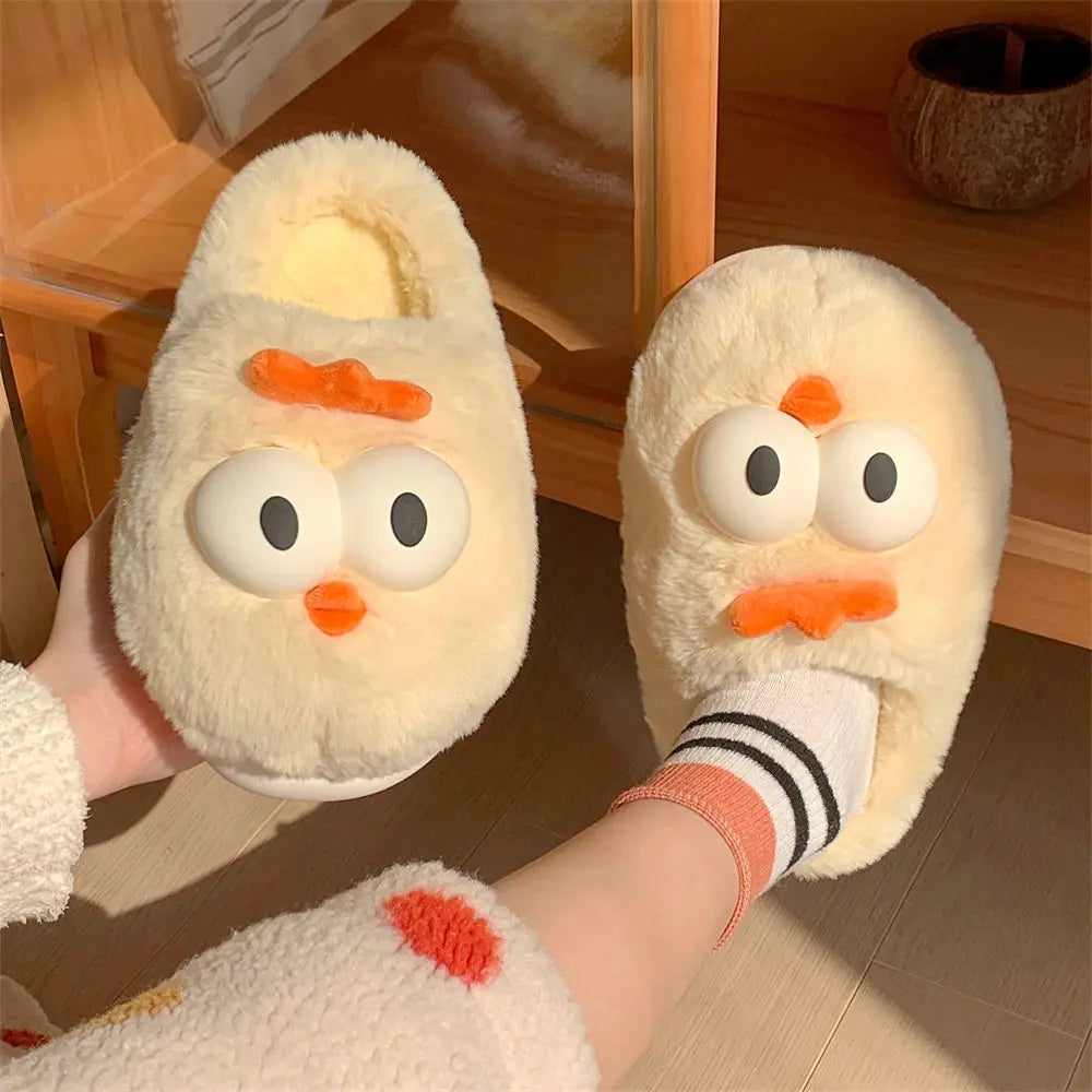 Women's Cute Cartoon Chicken Plush Slippers | Cozy Indoor Shoes