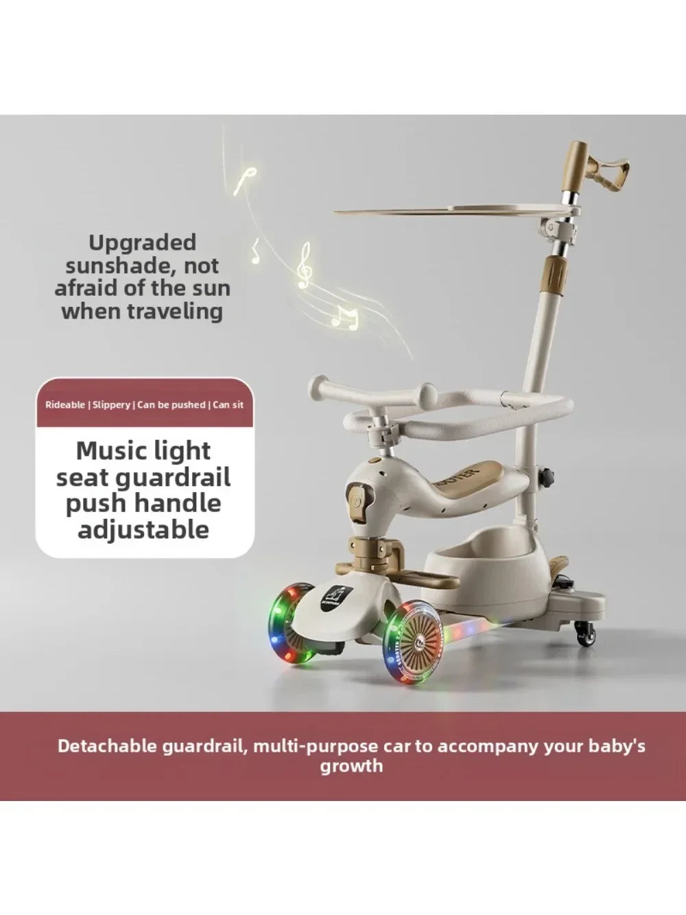 Foldable 3-Wheel Kids Scooter | Portable Musical Fun for Children