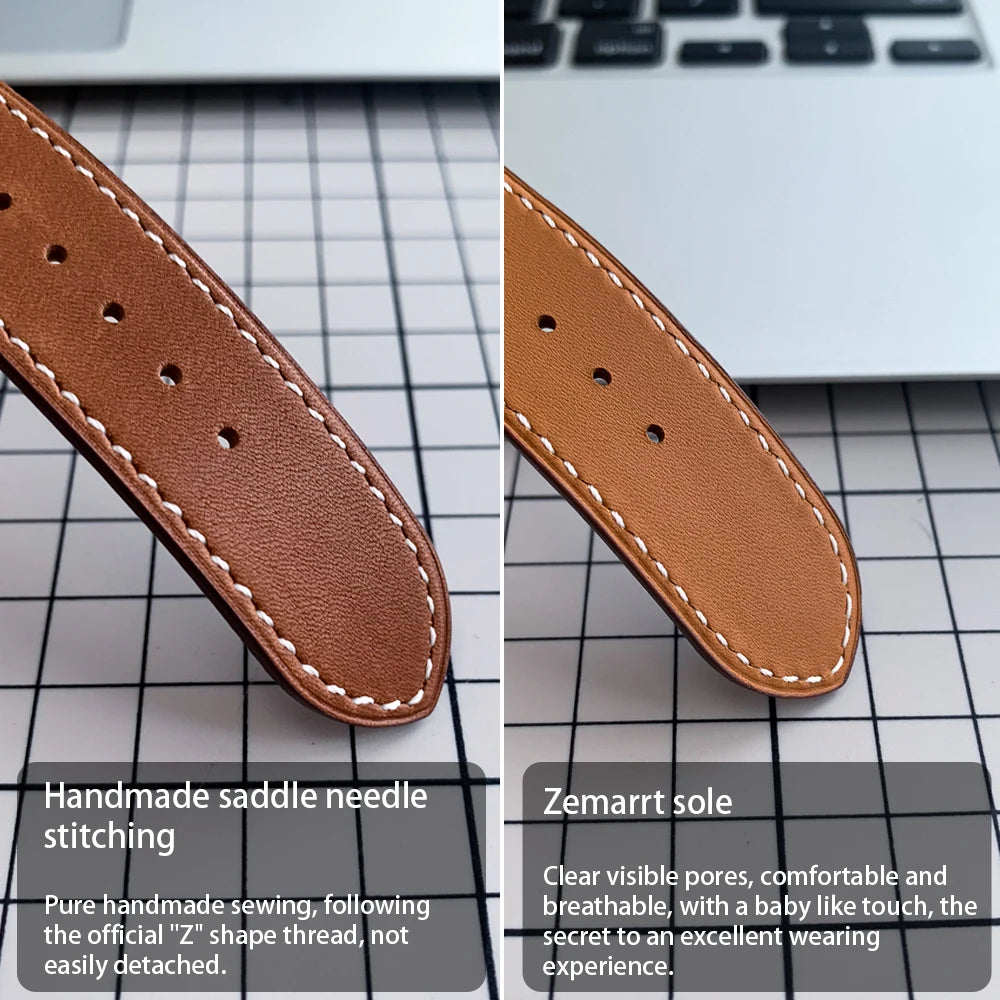High-Quality Calfskin Leather Single Tour Band for Smartwatch
