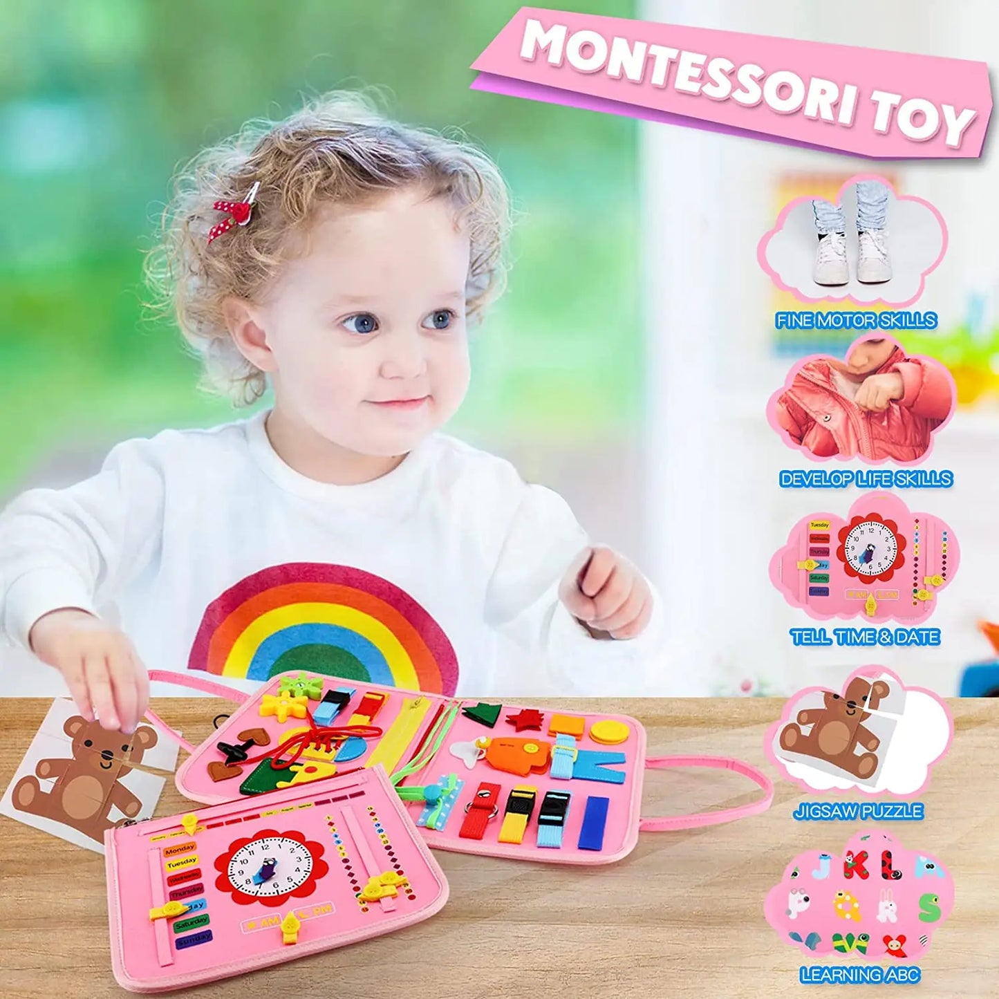Montessori Busy Board | Toddler Sensory Activity for Skill Development